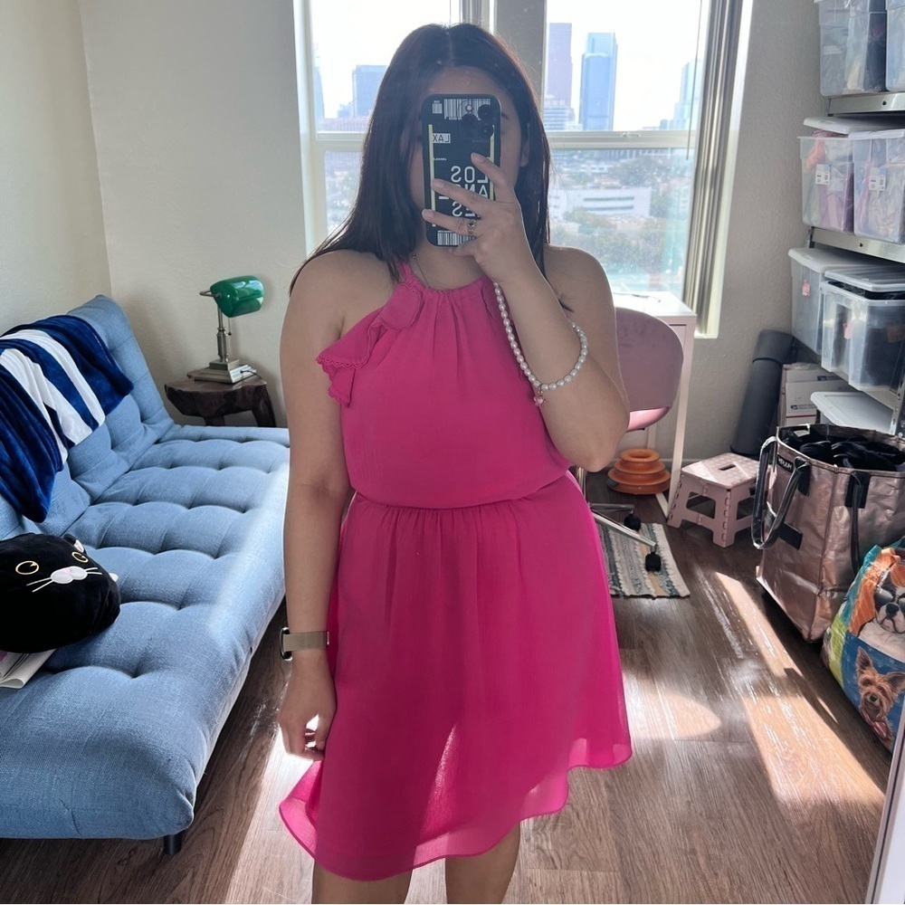 Sezane Hot Pink Halter Belted Mini Dress 34 / US 2​​​​​​​​​​